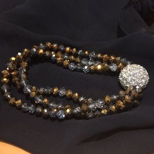 Beaded and rhinestone stretchy bracelet